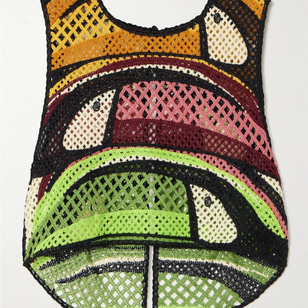 NWT Farm Rio Multicolor Toucan Tree Crochet Top - Picture 4 of 4